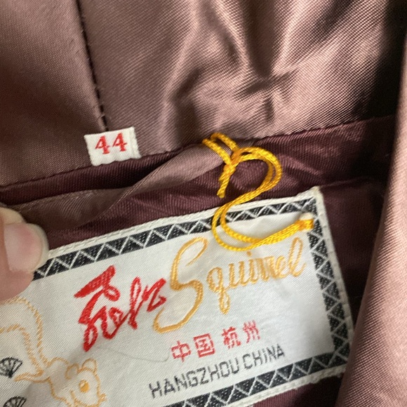 Vintage Solz Squirrell Satin Smokers Robe size 44 made in hangzhou China - Picture 5 of 7